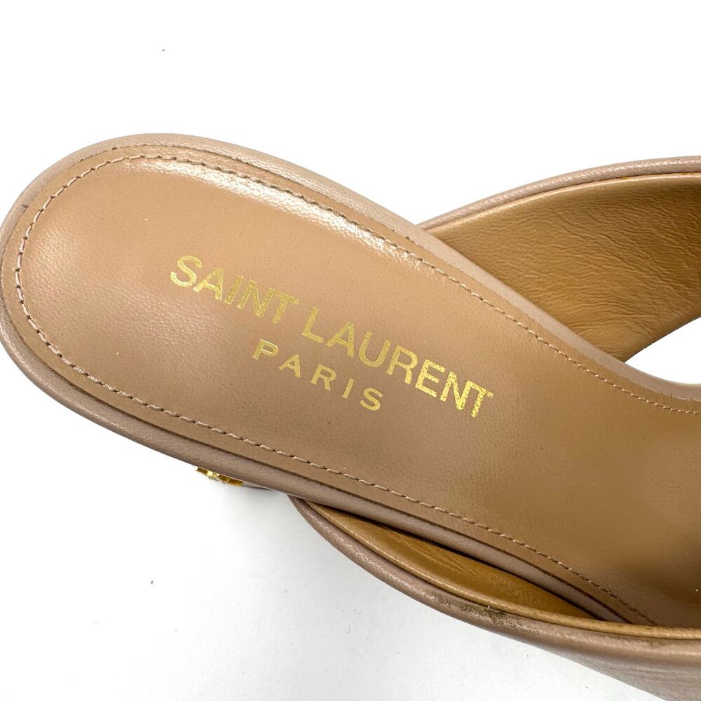 Saint Laurent Loulou Crisscross Leather Mules in Nude Beige – Size 38 | 8 - Picture 6 of 14